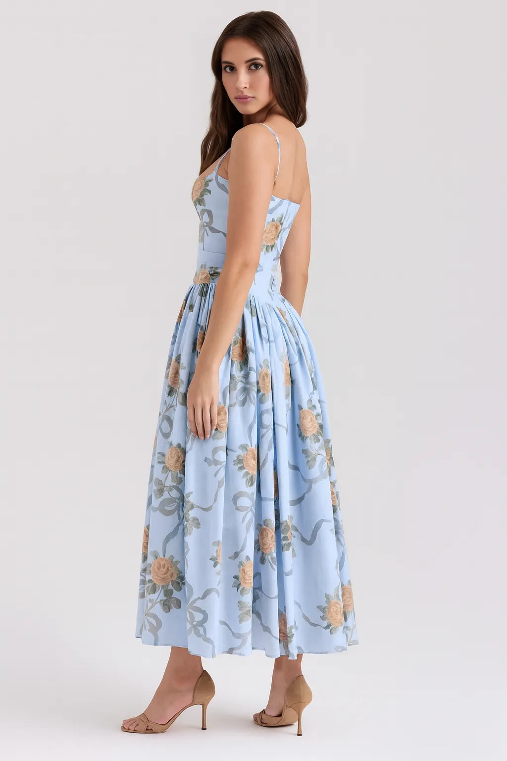 Maxi Jurk met Spaghettibandjes en Bloemenprint