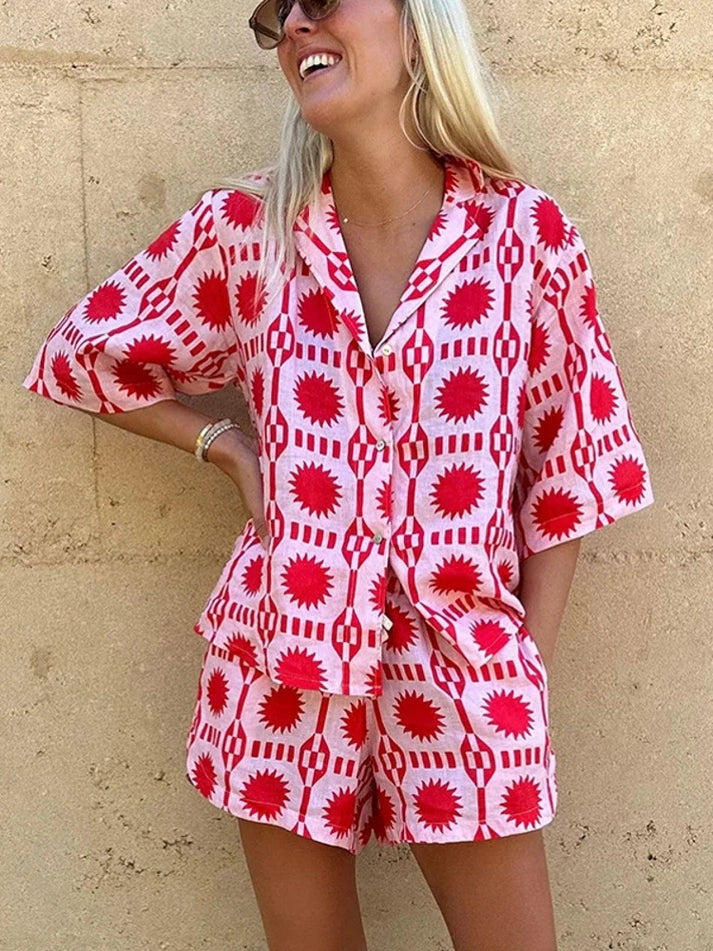 Eefje | Dames set met print korte broek
