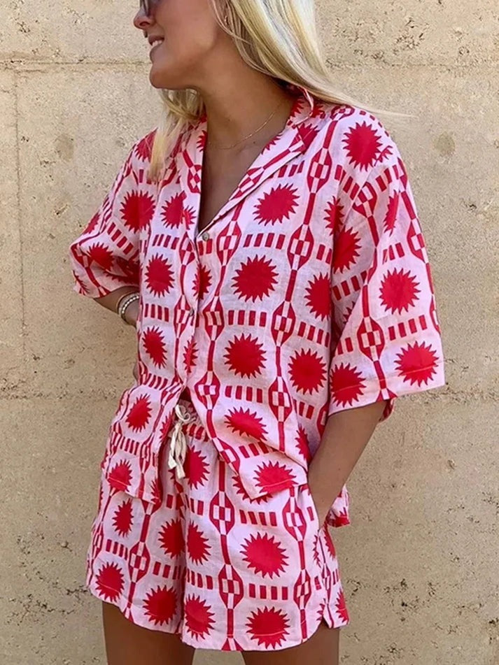 Eefje | Dames set met print korte broek