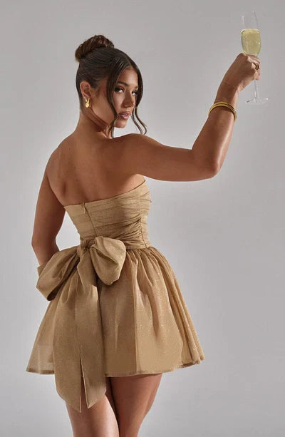 Chique Bruiloft Gastenjurk Dames Strapless met Uitlopende Rok