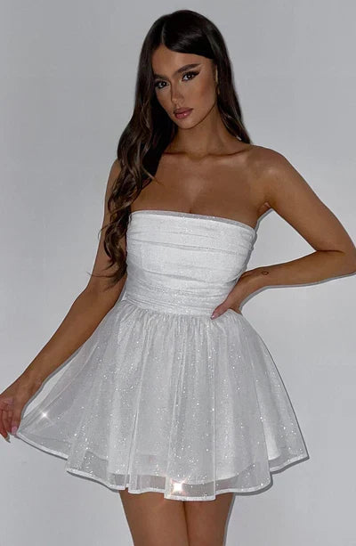 Chique Bruiloft Gastenjurk Dames Strapless met Uitlopende Rok