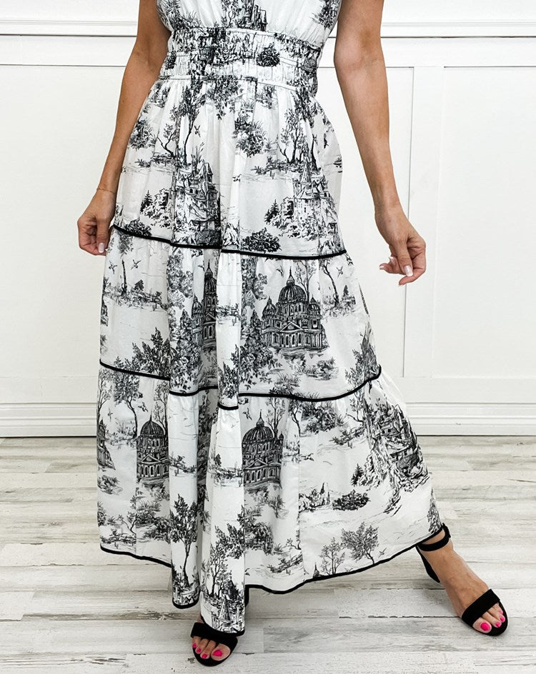 Romantische Bruiloft Gastenjurk Dames met Paisleyprint en Gelaagde Rok