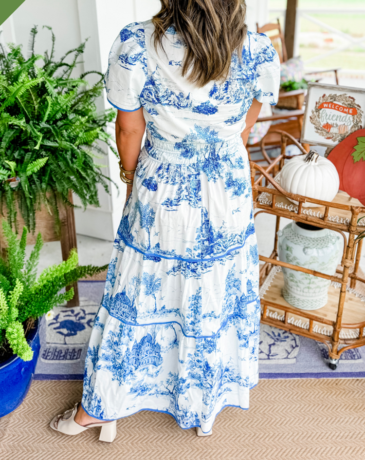 Romantische Bruiloft Gastenjurk Dames met Paisleyprint en Gelaagde Rok
