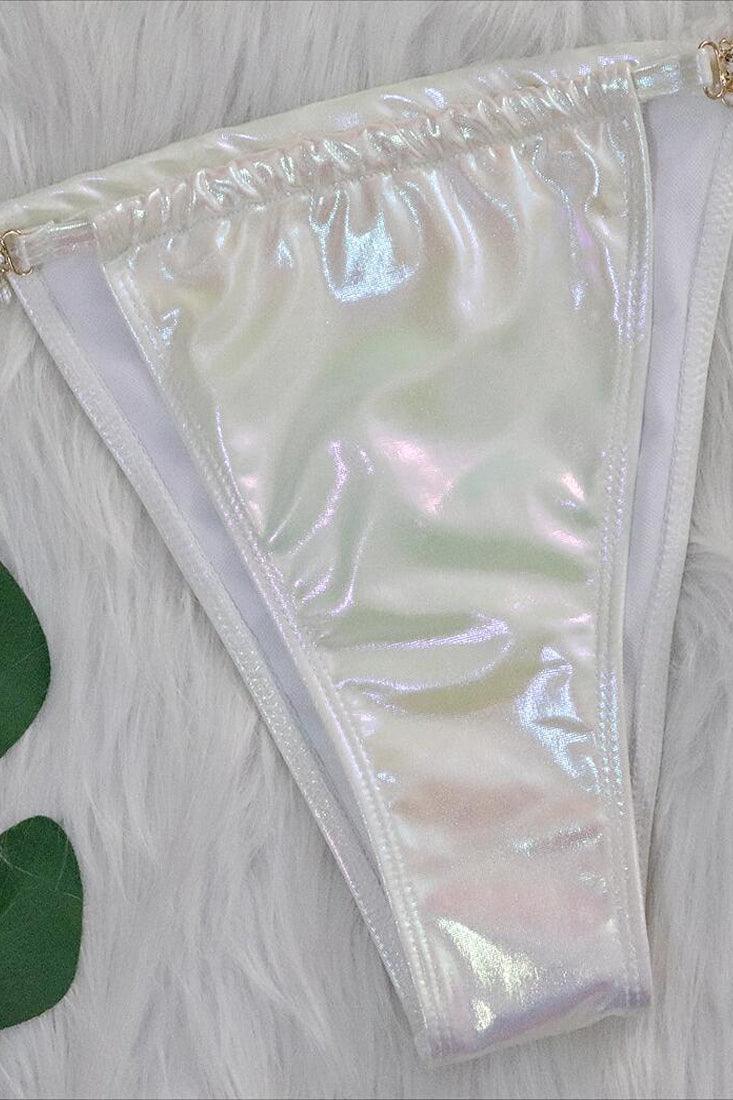 Witte Holografische Bikini Dames – Set met Zeester