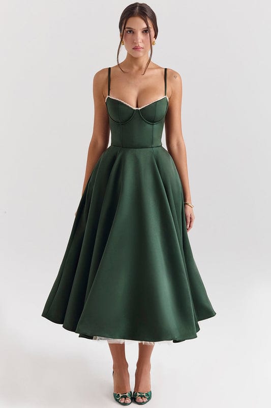 Midi Jurk met V-Hals en Taille Twist Detail