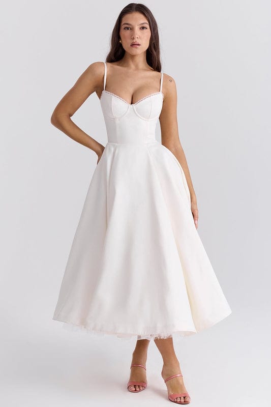 Midi Jurk met V-Hals en Taille Twist Detail