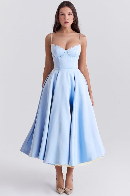 Midi Jurk met V-Hals en Taille Twist Detail