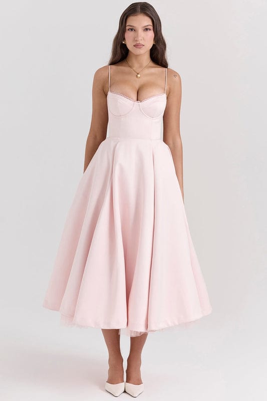 Midi Jurk met V-Hals en Taille Twist Detail