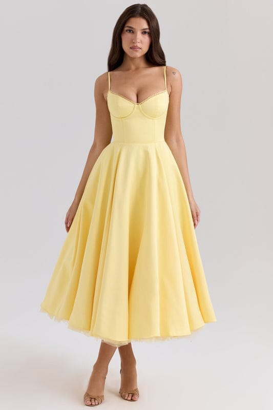 Midi Jurk met V-Hals en Taille Twist Detail