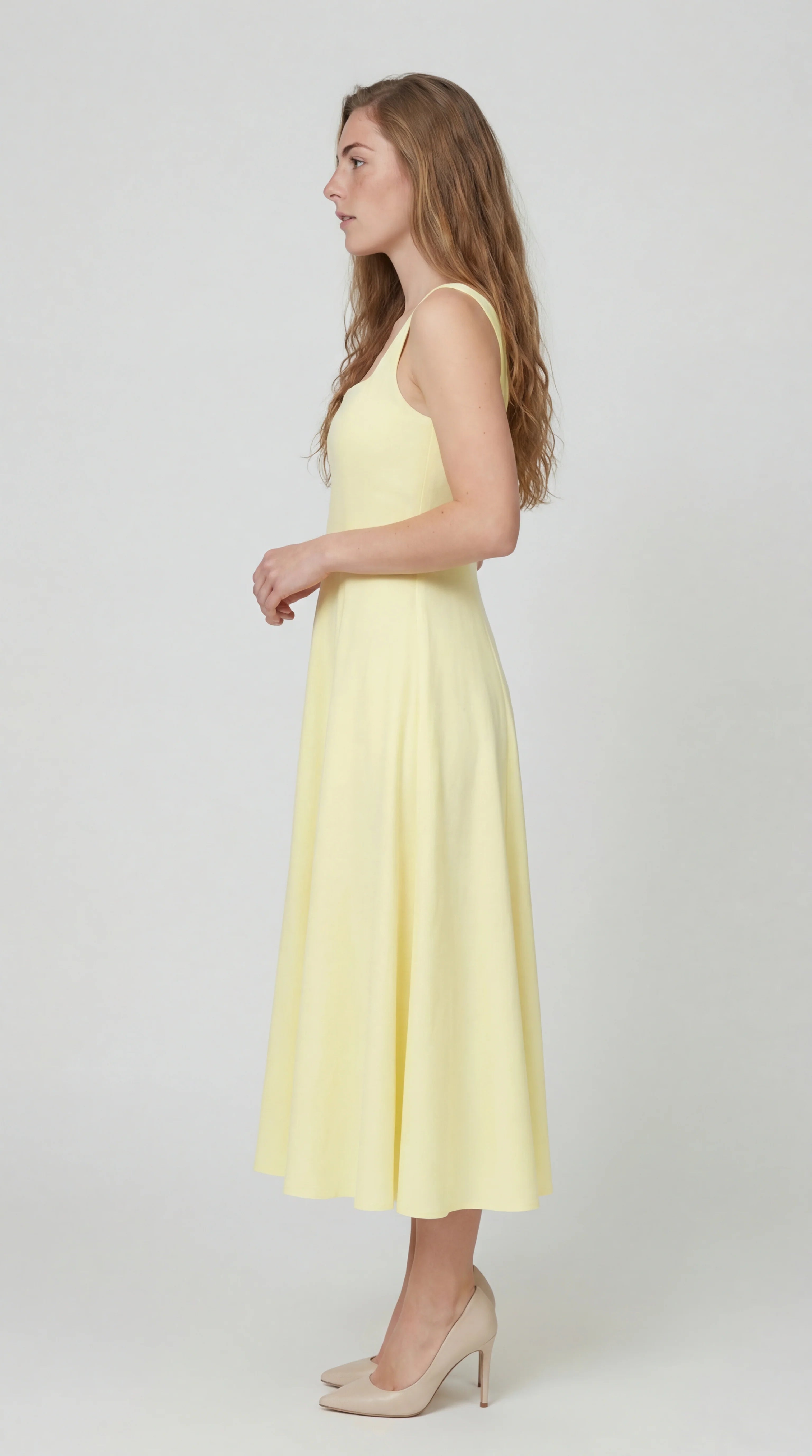 Midi Jurk Bustier Top met Uitlopende Rok