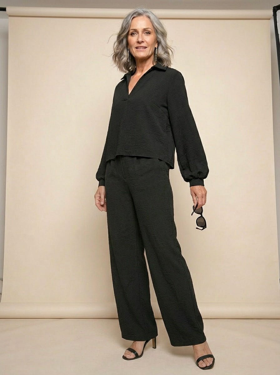 Dames Blouse Zwart Bishop Mouwen | Relaxed Fit Synthetisch