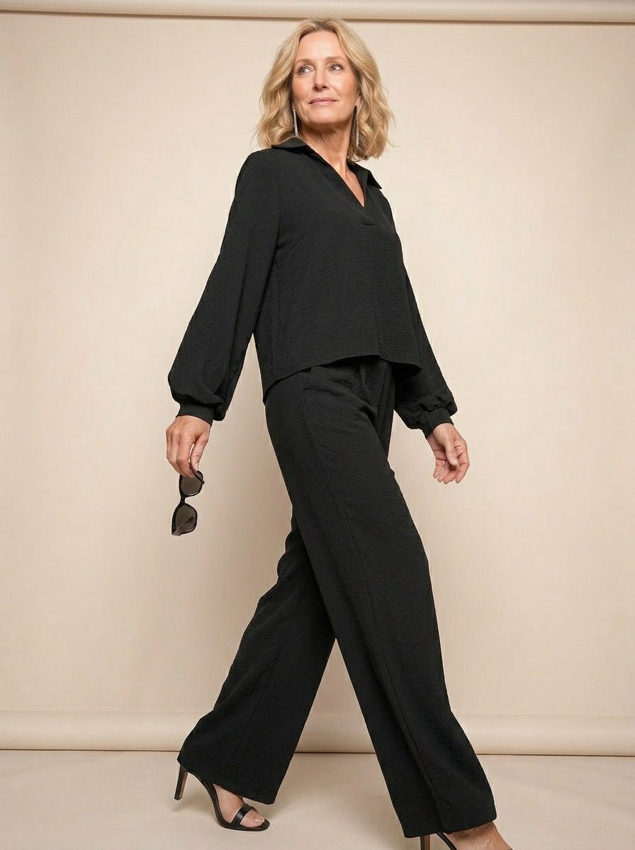 Dames Blouse Zwart Bishop Mouwen | Relaxed Fit Synthetisch