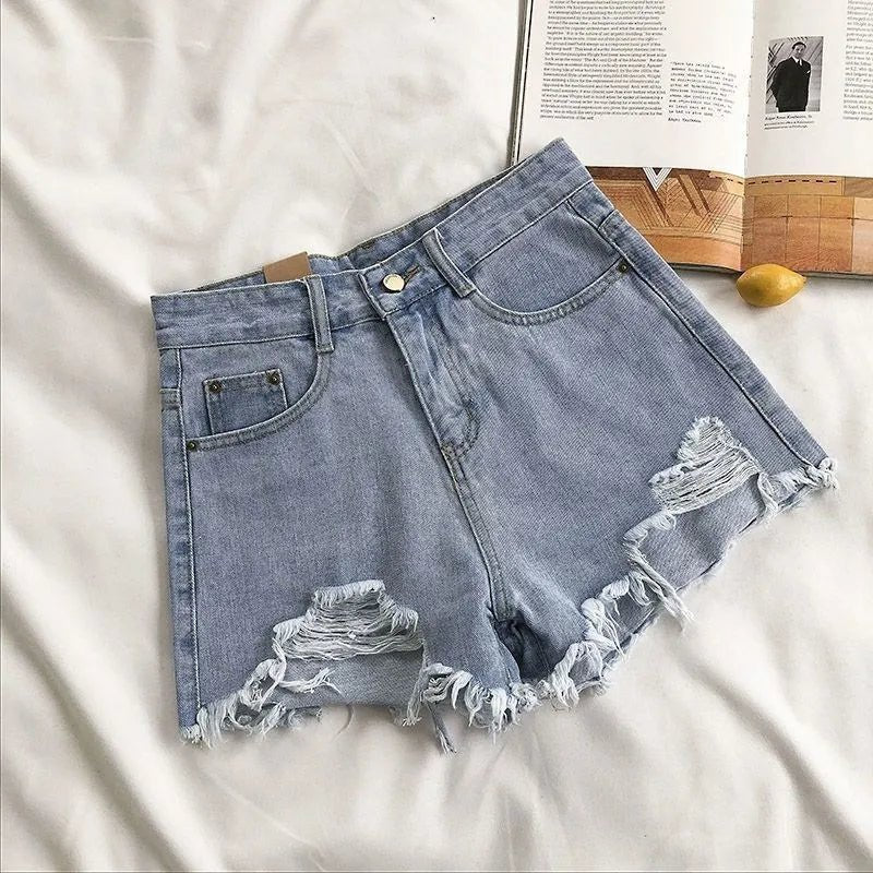 Denim Shorts Dames | Hoge Taille Rafelrand Stretch