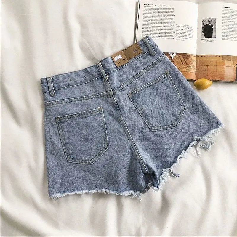 Denim Shorts Dames | Hoge Taille Rafelrand Stretch