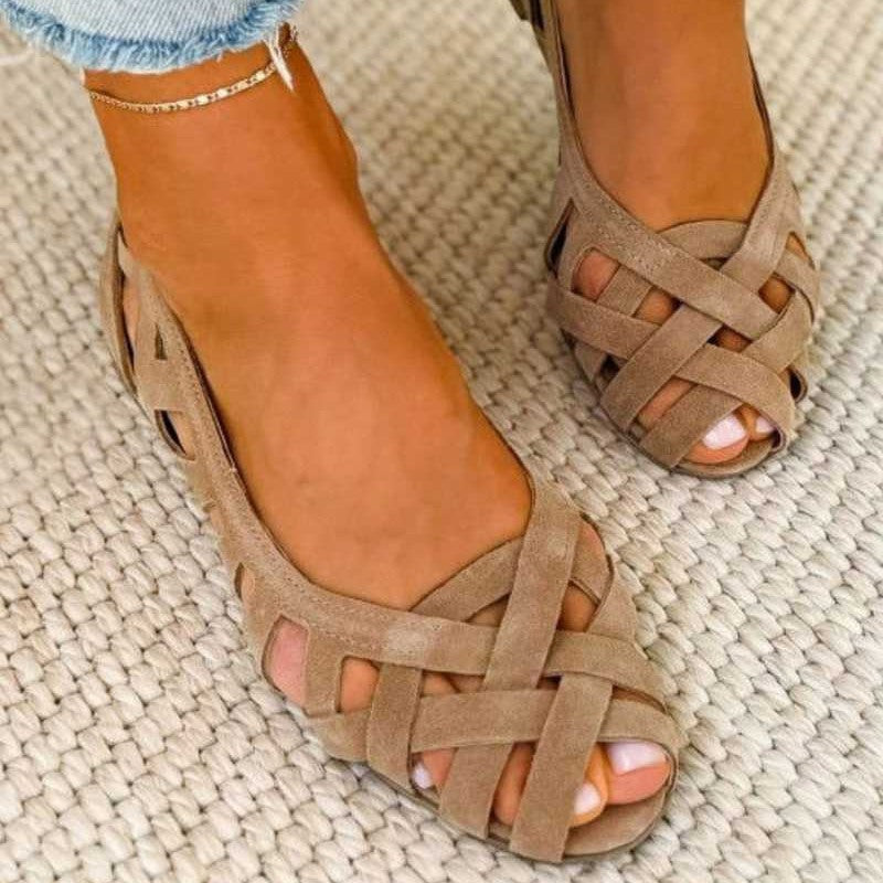 Boho Orthopedische Sandalen Dames met Gevlochten Bandjes en Platte Zool