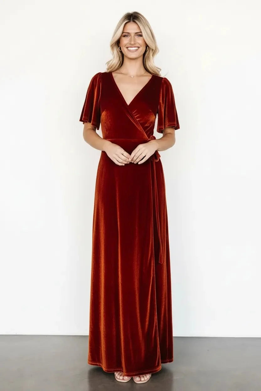 Fluwelen Maxi Jurk Dames | Wrap V-hals Hoge Split