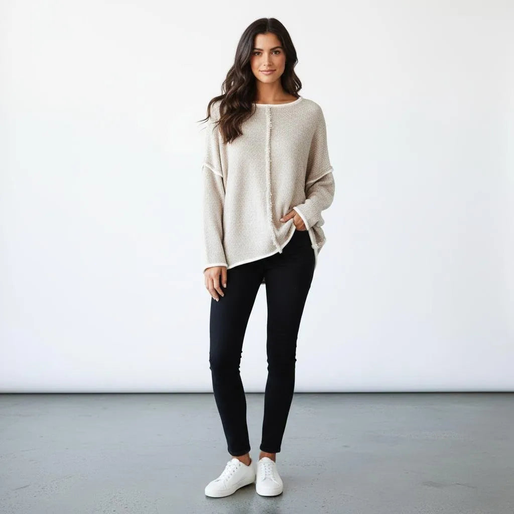 Gebreide Off-Shoulder Trui Dames | Relaxed Fijngebreid