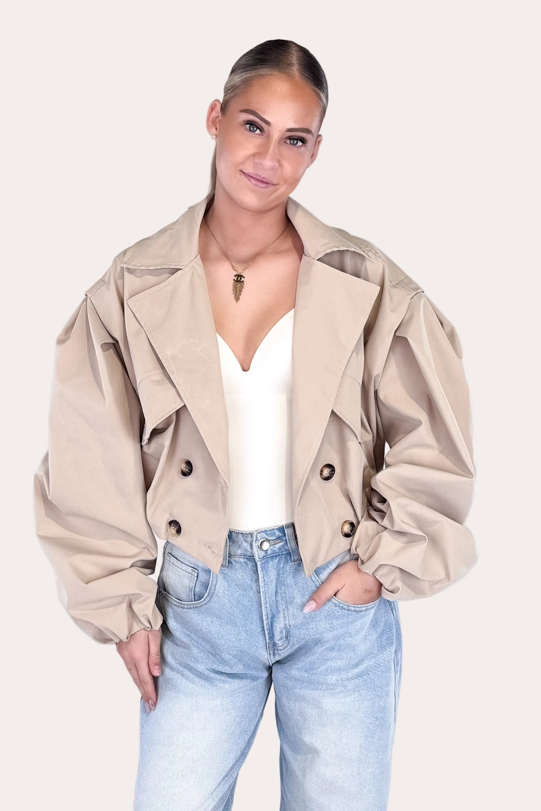 Bomber Trench Coat - Camel