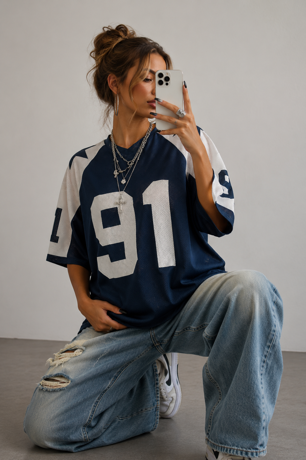 Jo-Ann | Oversized Trendy Sport Jersey Shirt