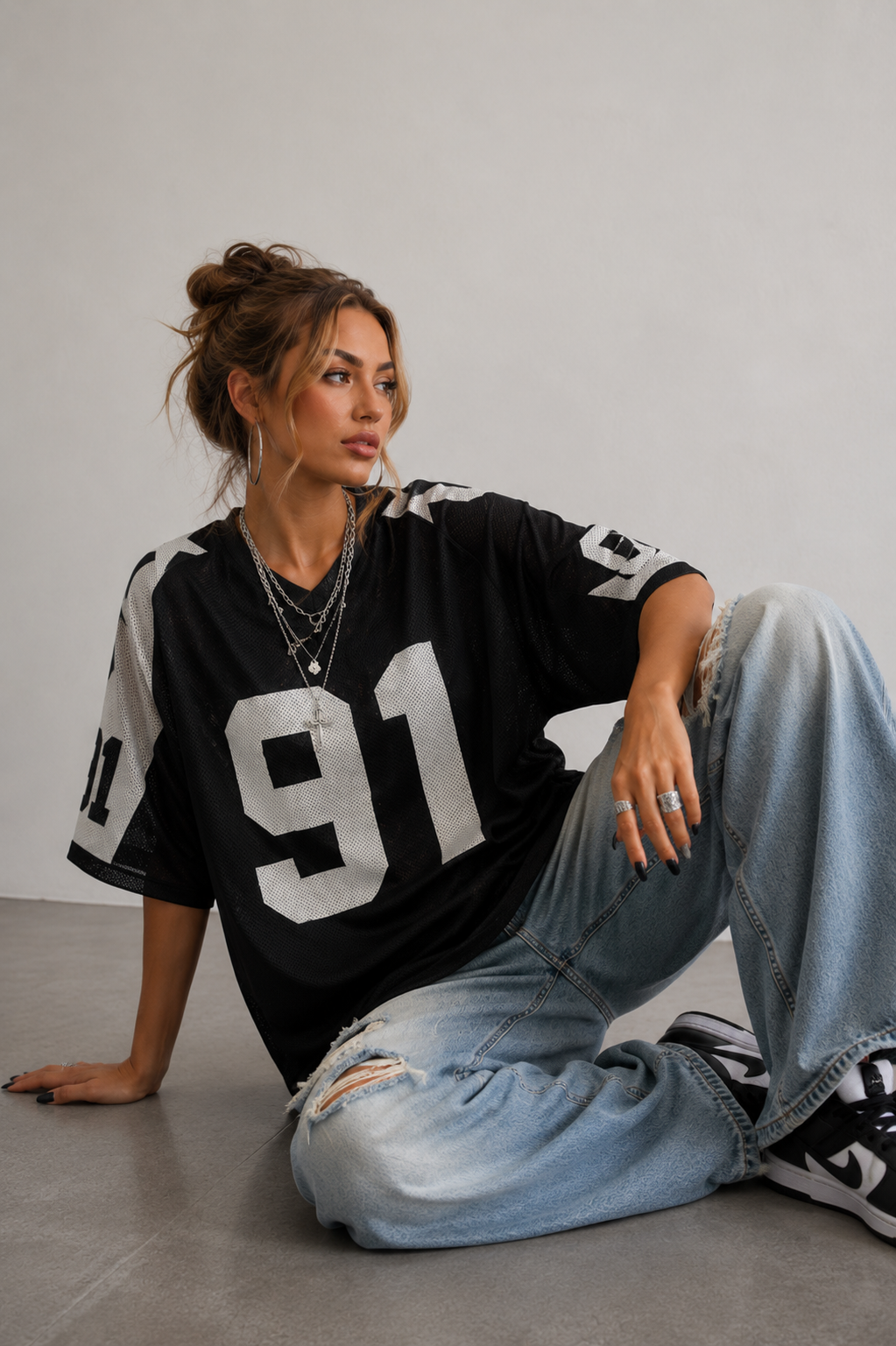 Jo-Ann | Oversized Trendy Sport Jersey Shirt