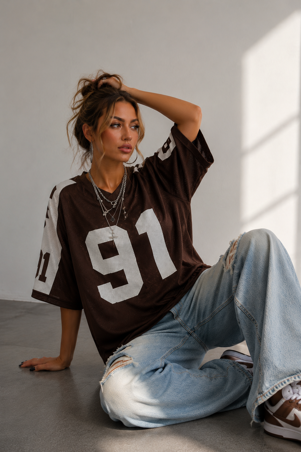 Jo-Ann | Oversized Trendy Sport Jersey Shirt