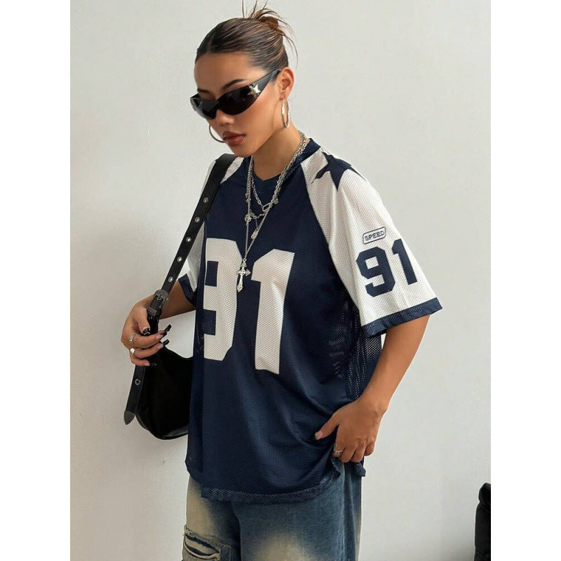 Jo-Ann | Oversized Trendy Sport Jersey Shirt