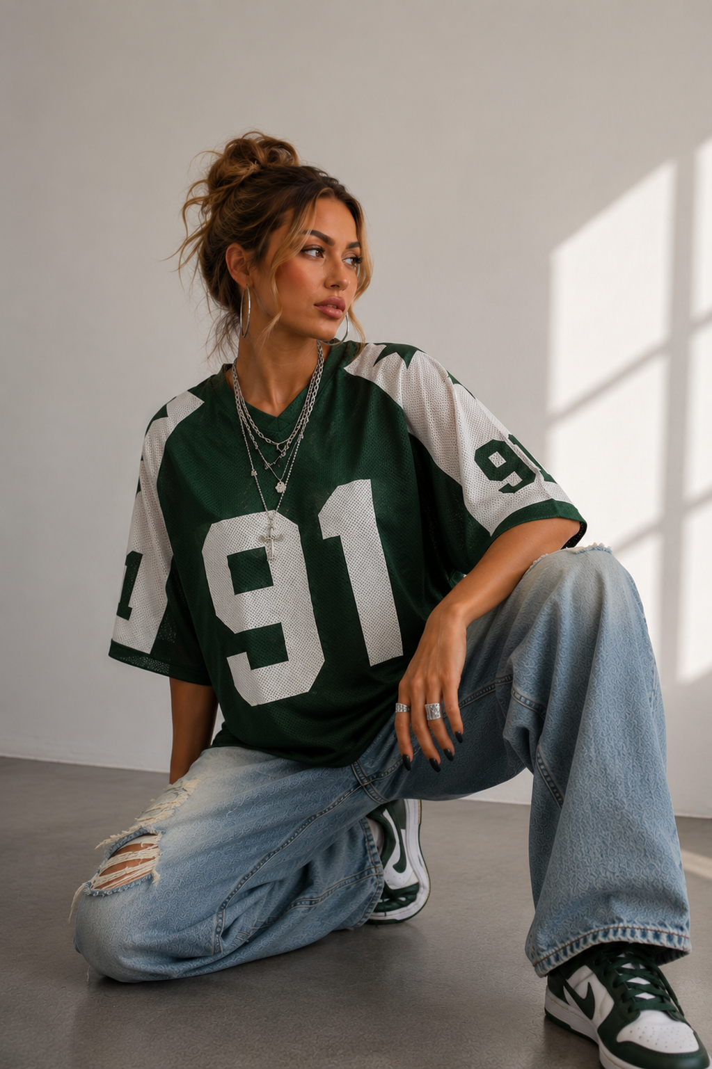 Jo-Ann | Oversized Trendy Sport Jersey Shirt