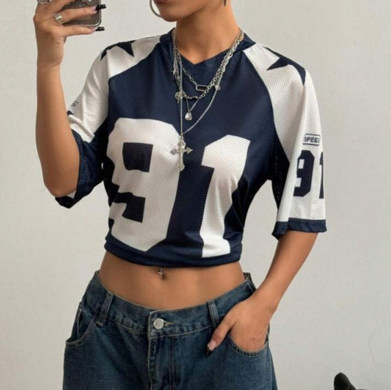 Jo-Ann | Oversized Trendy Sport Jersey Shirt