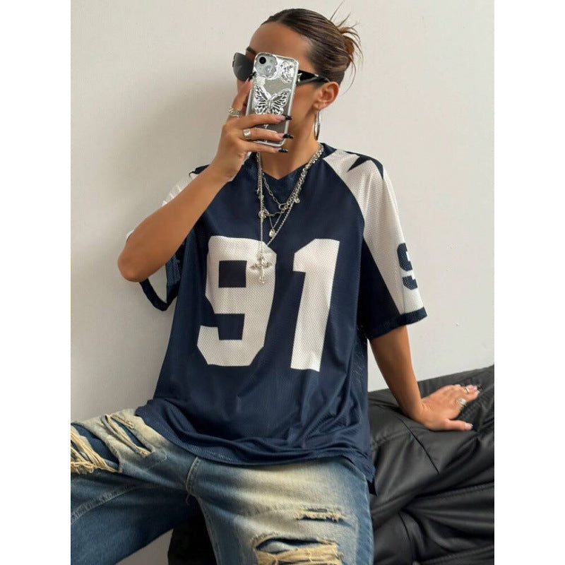 Jo-Ann | Oversized Trendy Sport Jersey Shirt