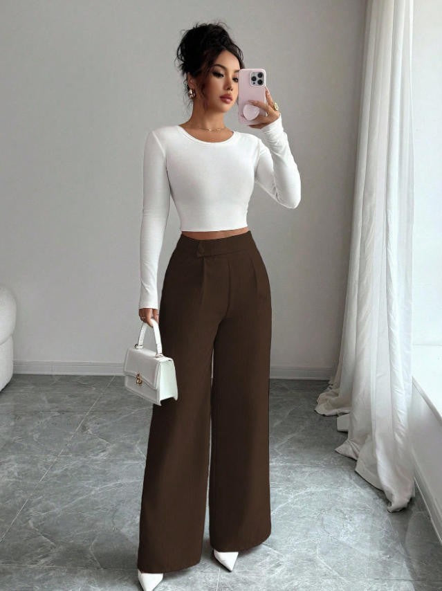 Kaylee | Trendy High Waist Pantalon Met Rechte Pijpen