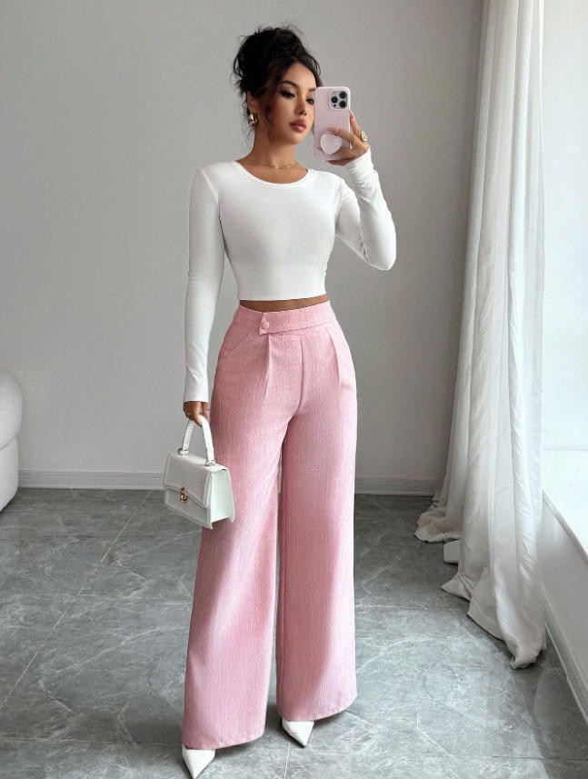 Kaylee | Trendy High Waist Pantalon Met Rechte Pijpen