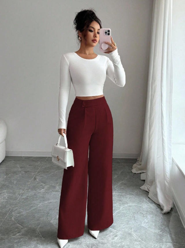 Kaylee | Trendy High Waist Pantalon Met Rechte Pijpen