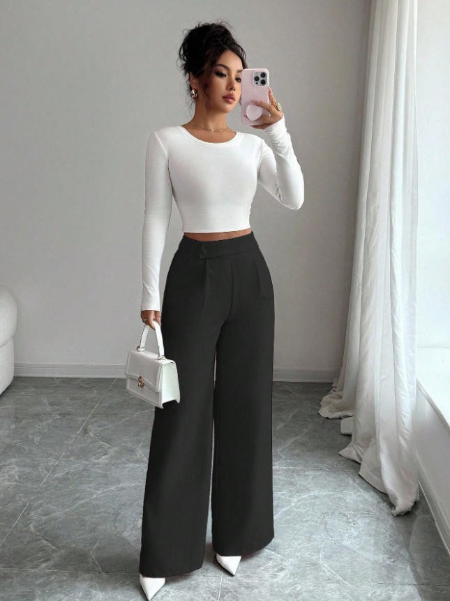 Kaylee | Trendy High Waist Pantalon Met Rechte Pijpen