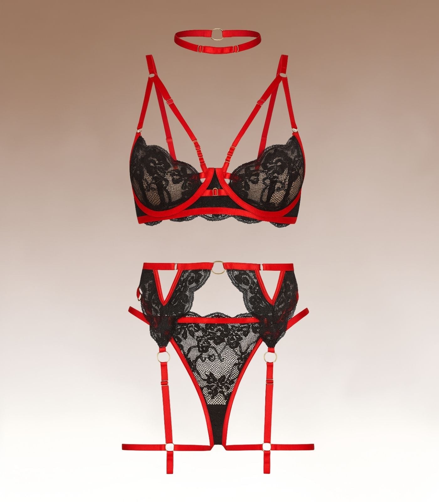Lingerieset Dames – Rood Premium – Verleidelijke Set met Soepele Pasvorm