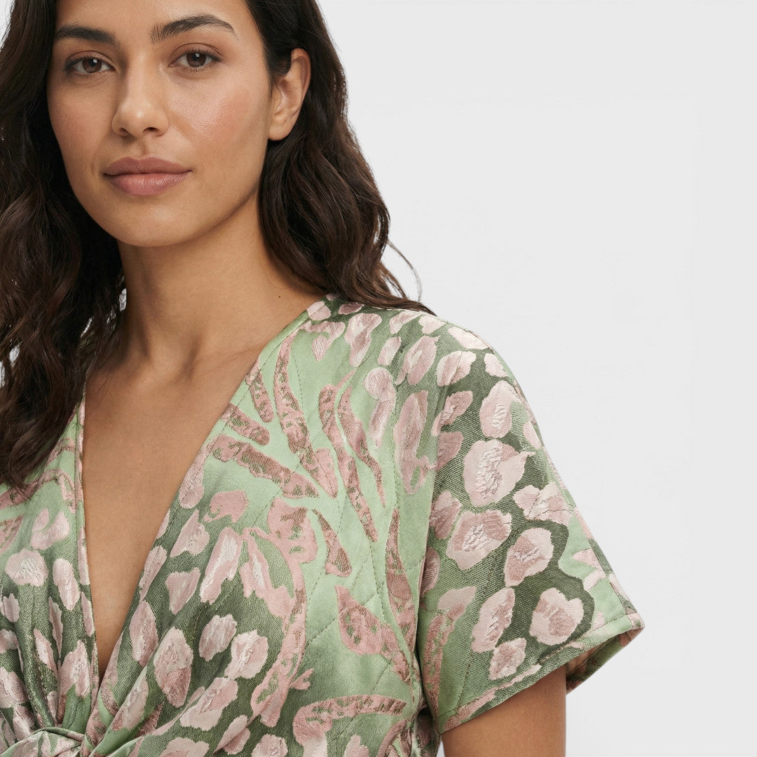 Dames Maxi Jurk | V-Hals | Gedraaide Taille Met Animal Print