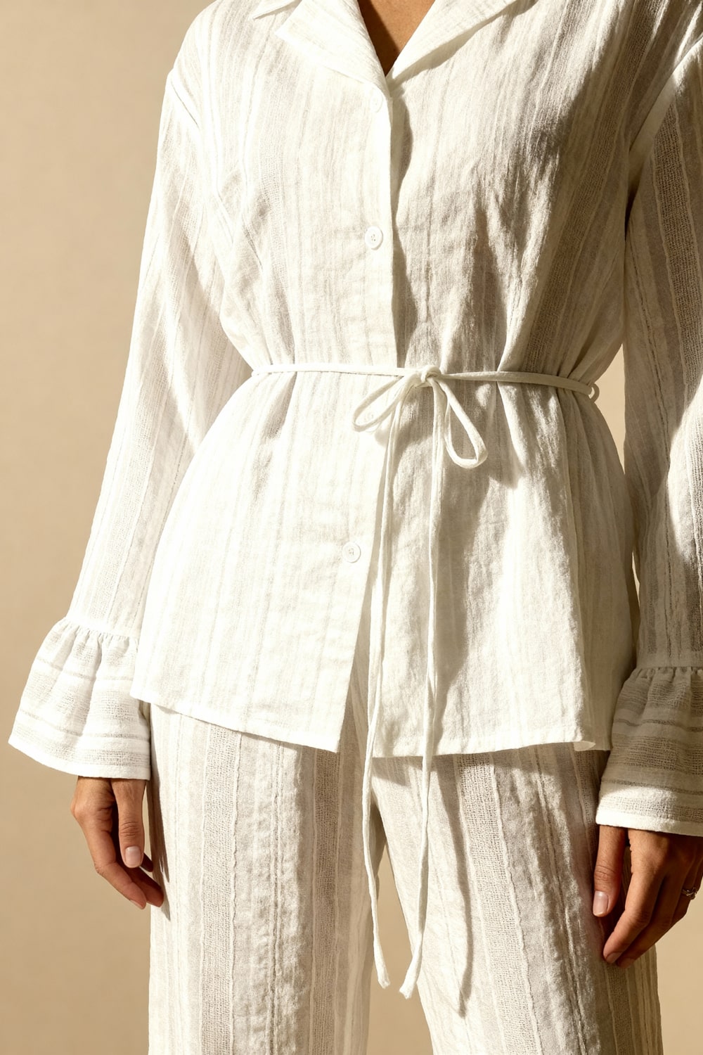 Katoenen Pyjamaset Dames Ivoorwit