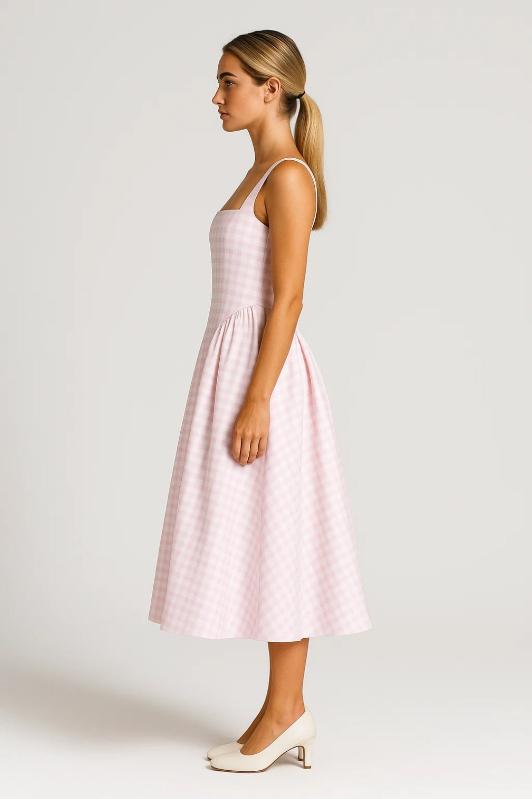 Midi Jurk Ruitprint – A-Lijn Zomerjurk Dames