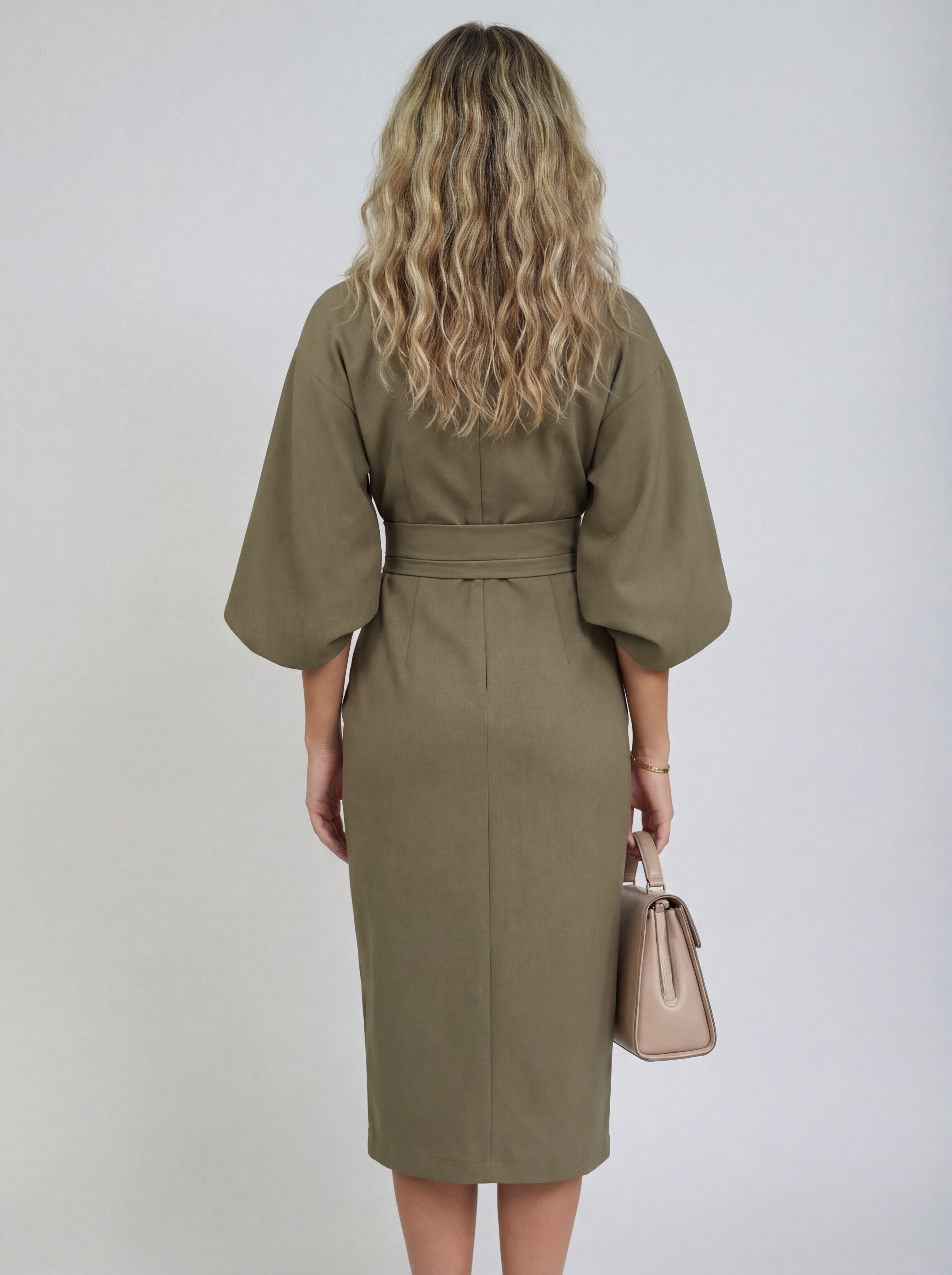 Midi Wikkeljurk Dames met Kimono Mouwen en Split