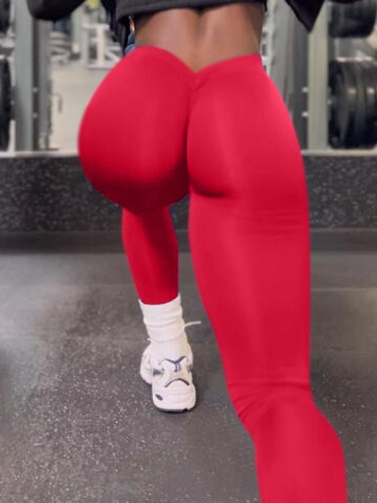 Sportlegging Dames Hoge Taille Scrunch Bum Diepe V-Rug