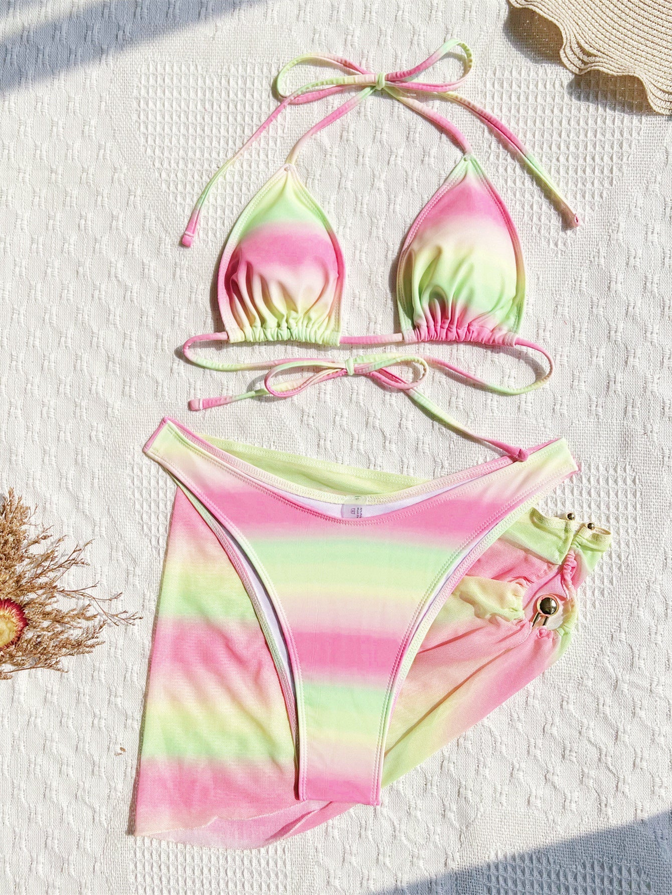 Roze Geel Tie Dye Bikini Dames – 2-Delige Set