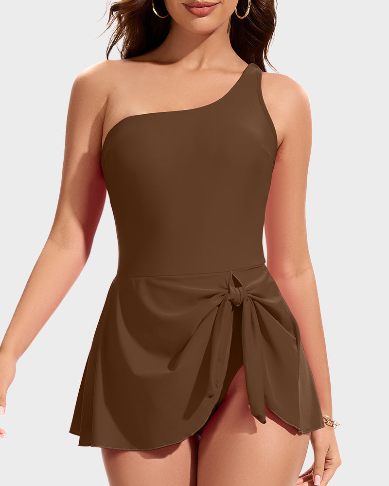 Aria Zwemjurk Dames – One-Shoulder Set met Shaping Fit
