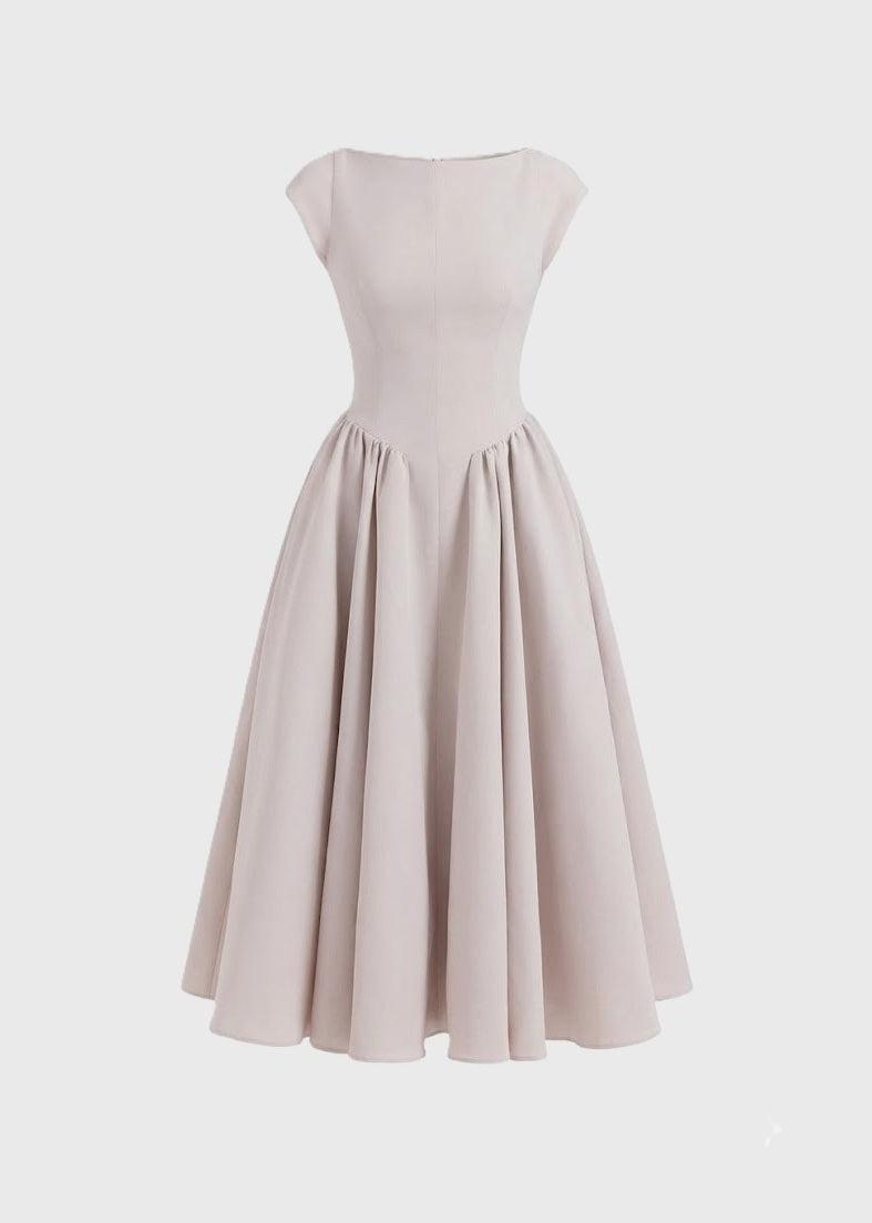 Midi Jurk Mouwloos Dames met Uitlopende Rok
