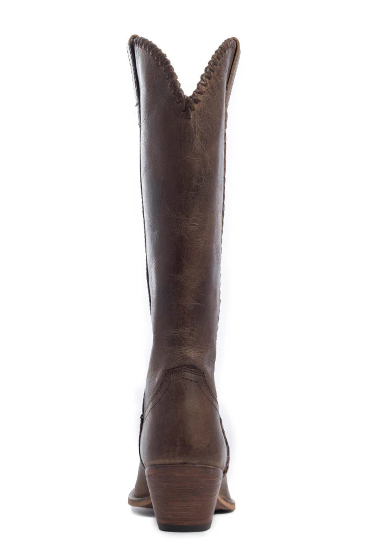 High Plains Stitched Leather Boots in Dark Brown