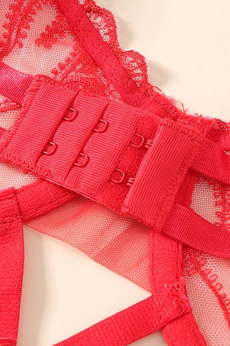 String Dames Kant – Rood Met Hartdetail – Verfijnd Comfort & Sensuele Look