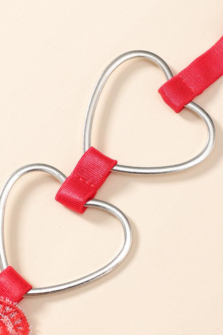 String Dames Kant – Rood Met Hartdetail – Verfijnd Comfort & Sensuele Look