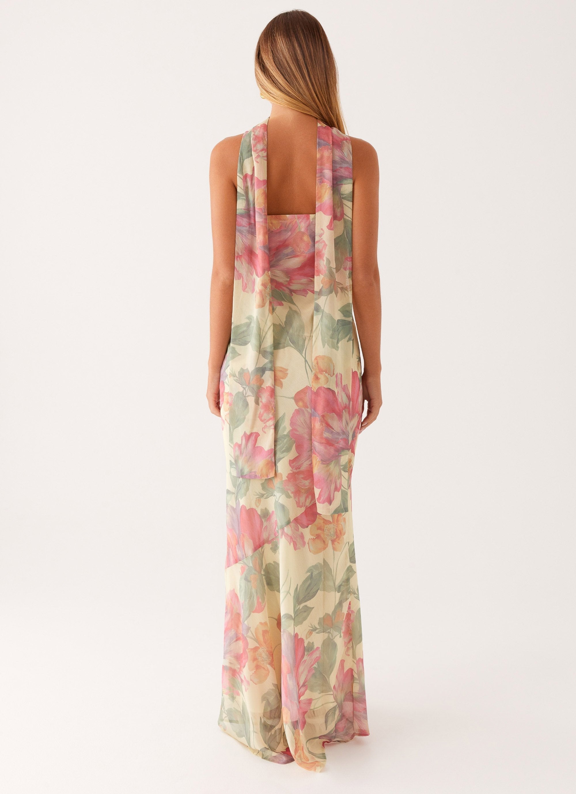 Yente Maxi Jurk – Romantische Bloemenprint met Verstelbare Bandjes en V-Hals