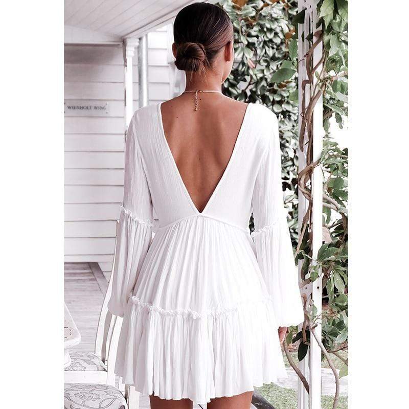 LORI Strandjurk Dames – Witte Cover-Up met Open Rug