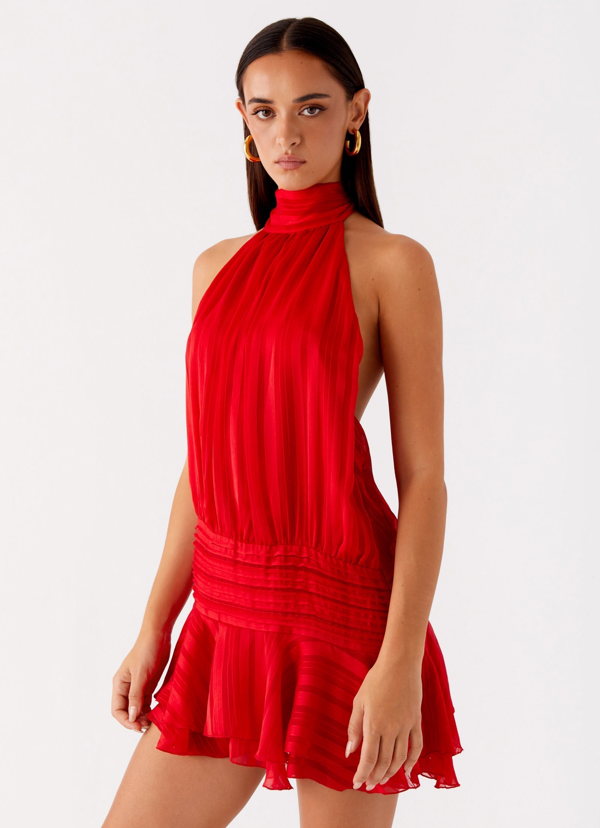 Mini Jurk Fuchsia – Halter Zomerjurk met Laagjes
