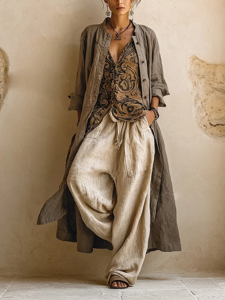 DRIEDELIGE LINEN SET VOOR VROUWEN