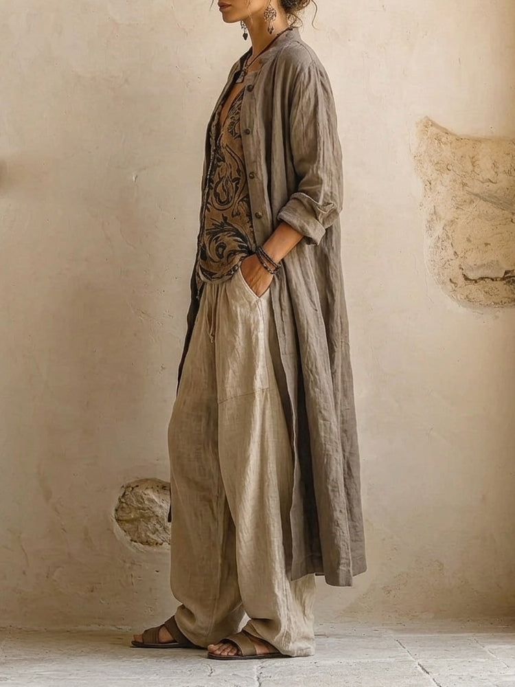 DRIEDELIGE LINEN SET VOOR VROUWEN